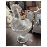 Pedestal hen candy dish 9-in tall Pedestal hen candy dish 9-in tall