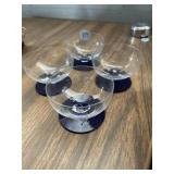 Set of 4 custard dishes vintage blue base Set of 4 custard dishes vintage blue base