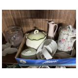 Pink crystal, hand painted teapots, Napcoware mix Pink crystal, hand painted teapots, Napcoware mix