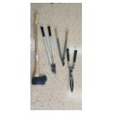 Woodcutting ax and pruning shears