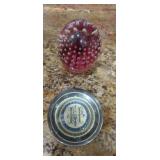 1998 Prestige art glass paper weight and punch
