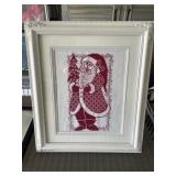 Framed needlepoint Santa
