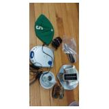 Cd player, vintage hat, advertising items and