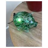 Glass pig night light paint decorated