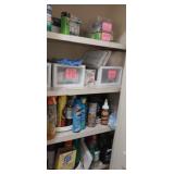 Light bulbs and cleaning supplies closet