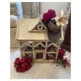 Wood and Tin birdhouse with removalable floral
