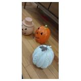 Decrotive glass and pottery pumpkins