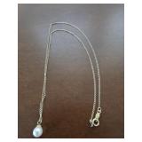 16' 14k Gold Necklace with Pearl Pendant