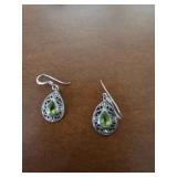 Sterling Peridot Dangle Earrings marked 925