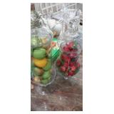 Decrotive fruit with glass containers