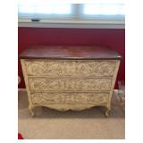 Three drawer antiqued wooden chest with