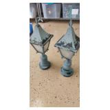 Pair vintage lamp post tops with electric