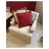 Upholstered dragonfly arm chair very nice clean