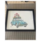 Original watercolor, pen, pencil medium Art of VW