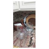 Glass pitchers,paper towel holder and Kitchen