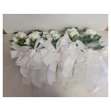 9 Vintage White Rose Bouquets for wedding pews,