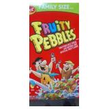 2 family size boxes of fruity pebbles cereal