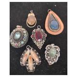 6 vintage Stone pendants