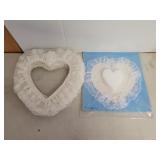 7 Vintage 12in White lace hearts floral decorating