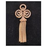 Goldtone Paisley clover tassel pin marked Monet