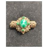 Original  Robert gold pin w/ greenstone