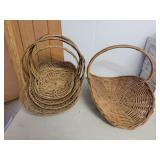 5 Vintage woven wicker rattan gathering flower