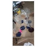 Blue bottom Etched glass stemware