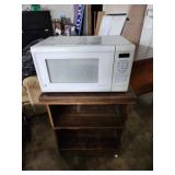 GE Microwave oven and kitchen cart