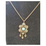 Goldtone with blue stone necklace unmarked