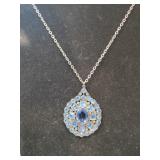 Vintage blue rhinestone necklace