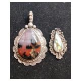 2 pendants unmarked (silver?)  .650oz
