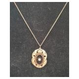 Vintage Victorian black and gold necklace marked