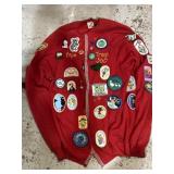 Red XL Girl Scouts jacket w/ rainbow zipper,