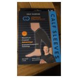 Copper compression calf sleeves. 2 per package