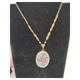 Vintage West Germany red rose necklace marked