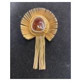 Gold tone metal brooch unmarked