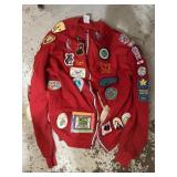 Red Girl Scouts L jacket w/ striped zipper,