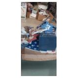 Wooden bird house , American flag tote bag amd