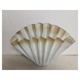 Vintage Mid Century Modern White and Gold Pleated