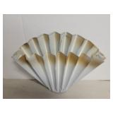 Vintage Mid Century Modern White and Gold Pleated