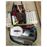 Number/letter stickers, markers, office supplies