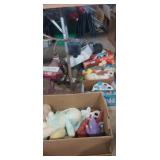 Tricycle,  stuffed animals and other toys