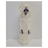 Vintage Carved Unity Candle 12in lavender flowers