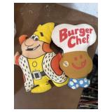 Pair of vintage Burger Chef plush characters