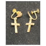 Black hills Gold mark 10K clip cross earrings.