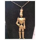 Jointed soldier gold tone necklace unmarked