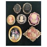 7 Cameo brooches