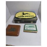 John Deere patch, tin, playing cards, wallet