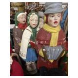 3 Styrofoam Christmas carolers on wooden bases