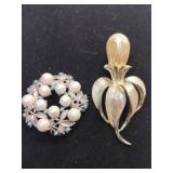 2 vintage brooches marked Sarah